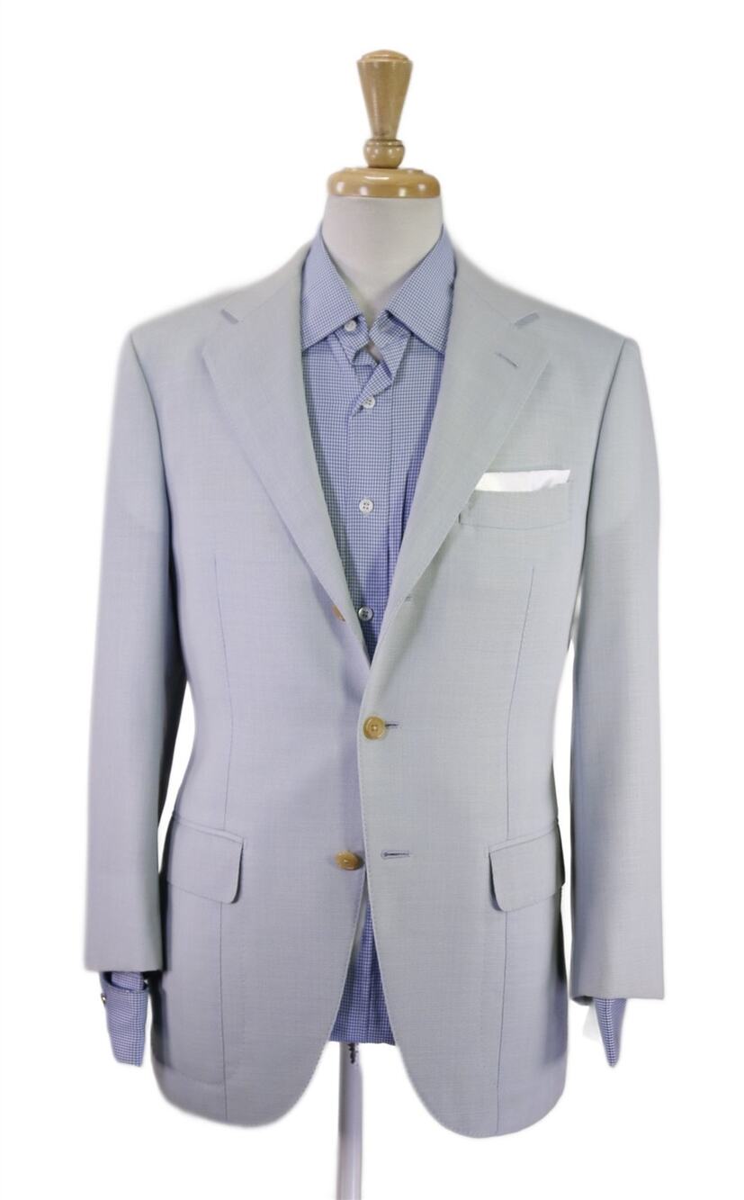 Mariano Rubinacci Napoli Sky Blue Knit Woven 3/2 Wool Silk Sportcoat Blazer 38S